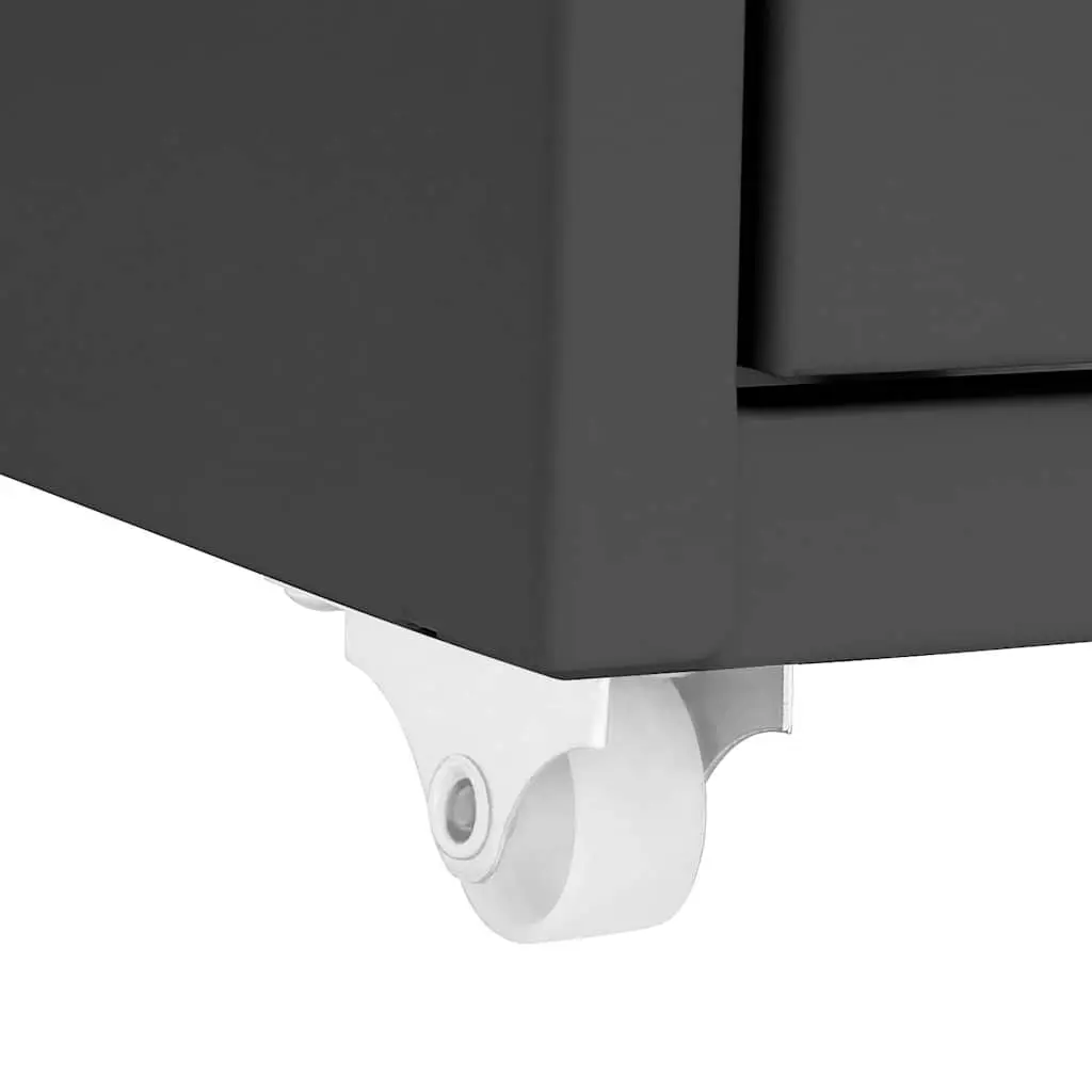 Mobile File Cabinet Anthracite 8 Drawer Metal Filing Storage with Wheels