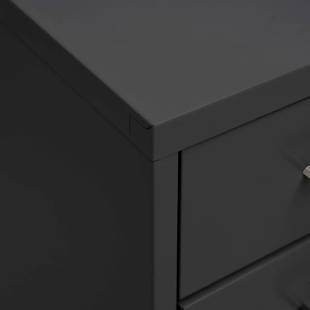 Mobile File Cabinet Anthracite 8 Drawer Metal Filing Storage with Wheels