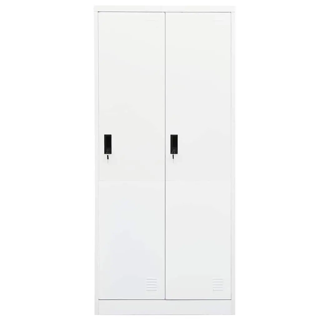 Steel Wardrobe Cabinet White Storage Cupboard 2 Shelves