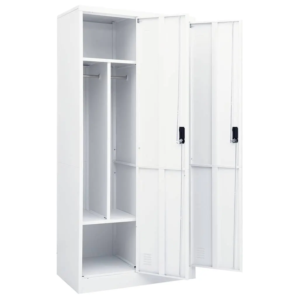 Steel Wardrobe Cabinet White Storage Cupboard 2 Shelves