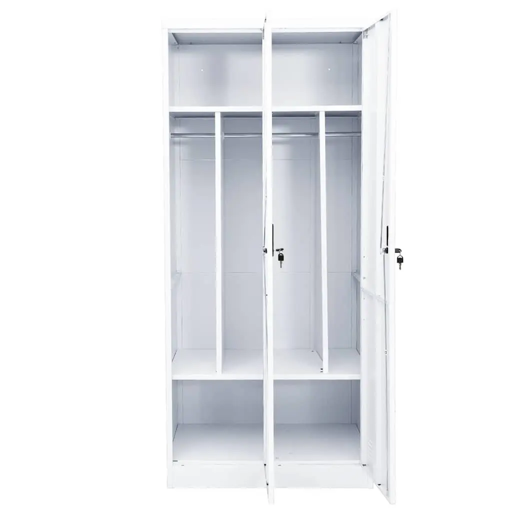 Steel Wardrobe Cabinet White Storage Cupboard 2 Shelves