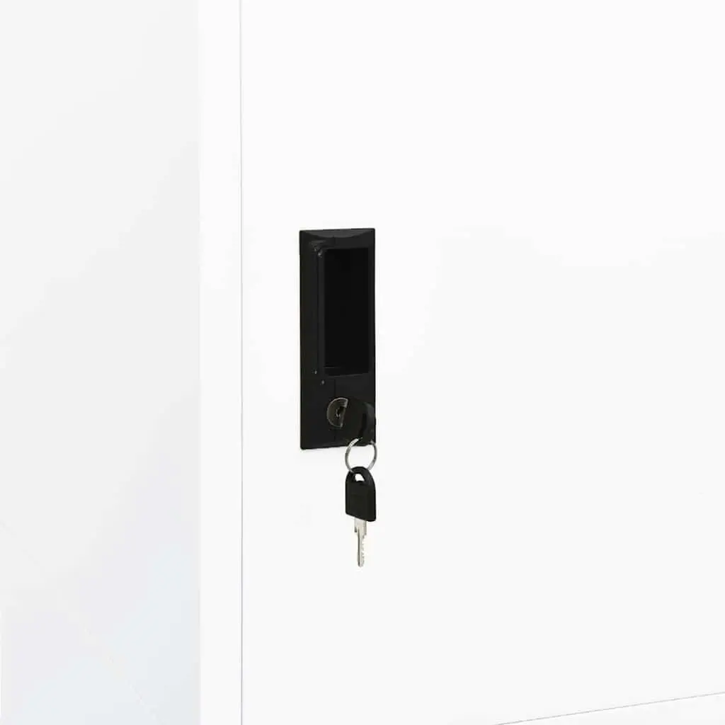 Steel Wardrobe Cabinet White Storage Cupboard 2 Shelves