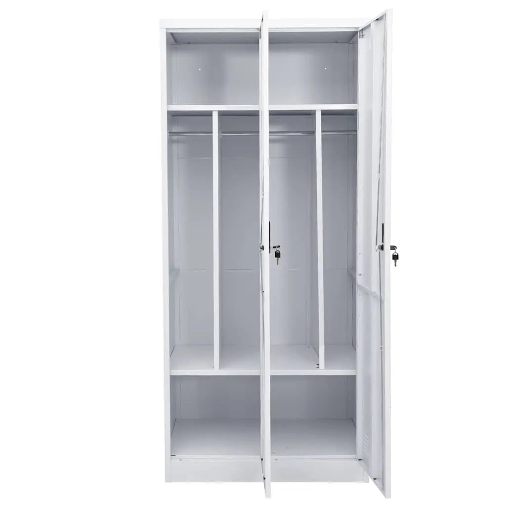 Steel Wardrobe Cabinet Grey Storage Cupboard 80 x 50 x 180 cm Steel
