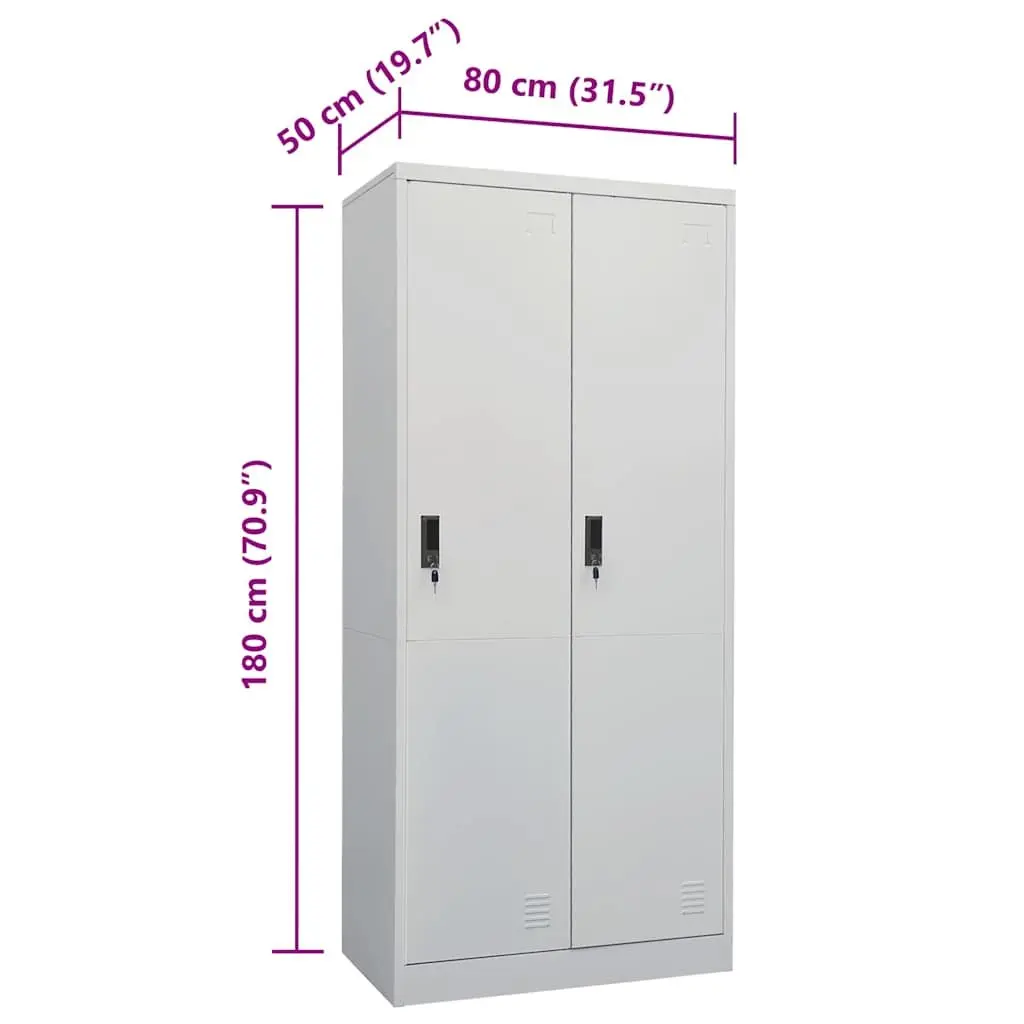 Steel Wardrobe Cabinet Grey Storage Cupboard 80 x 50 x 180 cm Steel