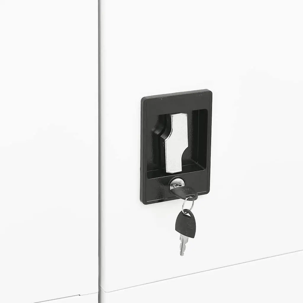 Steel Locker Cabinet 4 Shelf Storage Organiser Industrial Design White 90x40x180