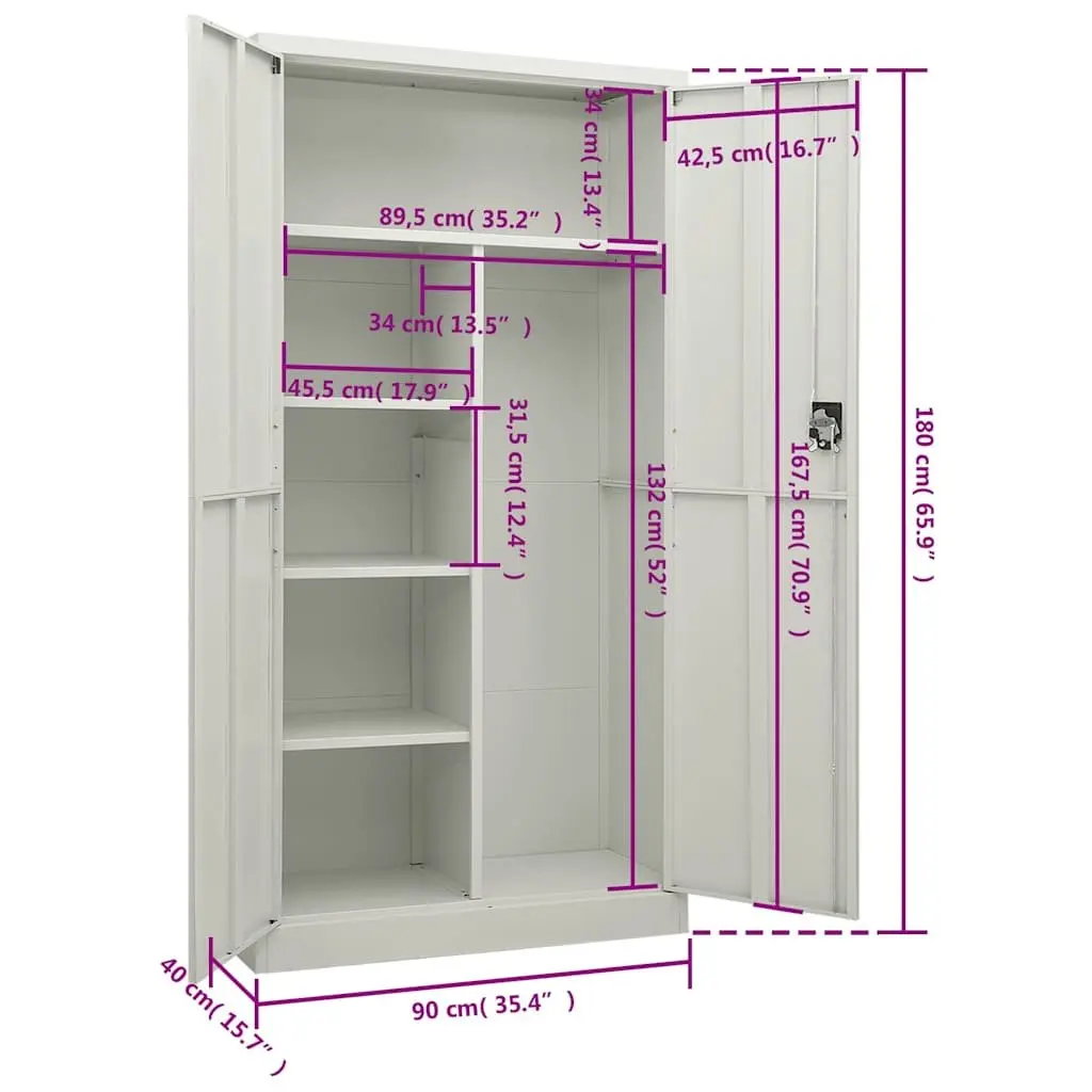 Steel Locker Cabinet Grey 4 Shelf Storage Organiser Industrial Design Home