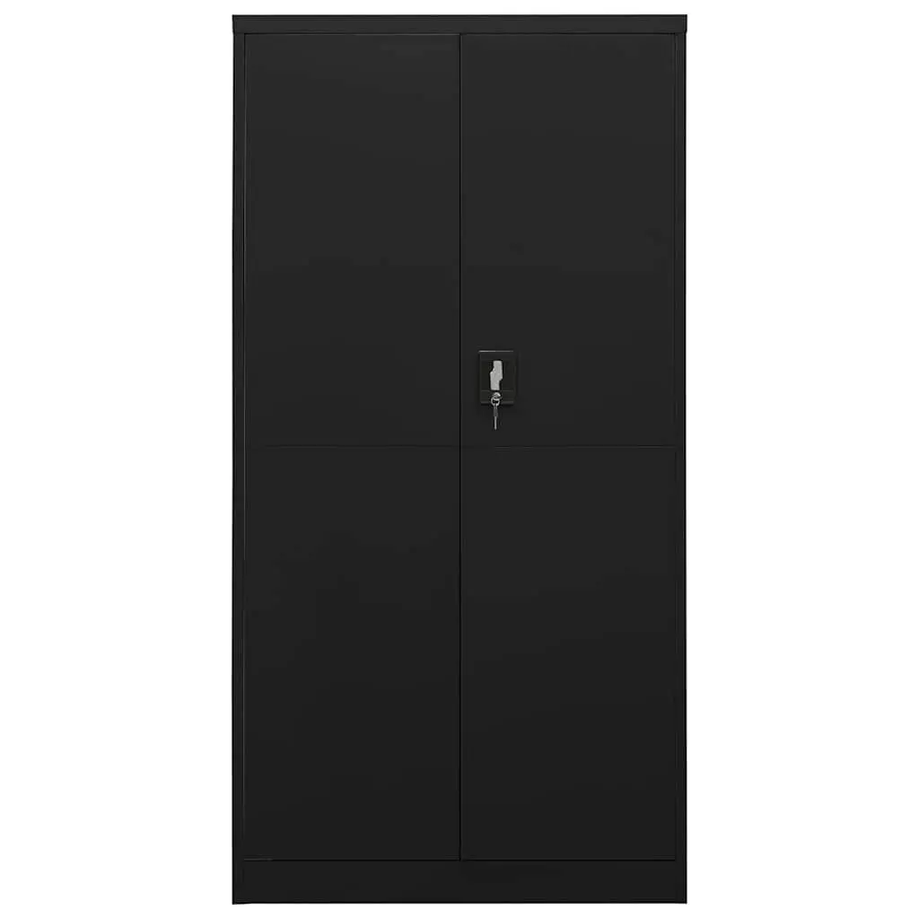 Steel Locker Cabinet Black Industrial Style 90W x 40D x 180H cm Sturdy Construction 4 Shelves