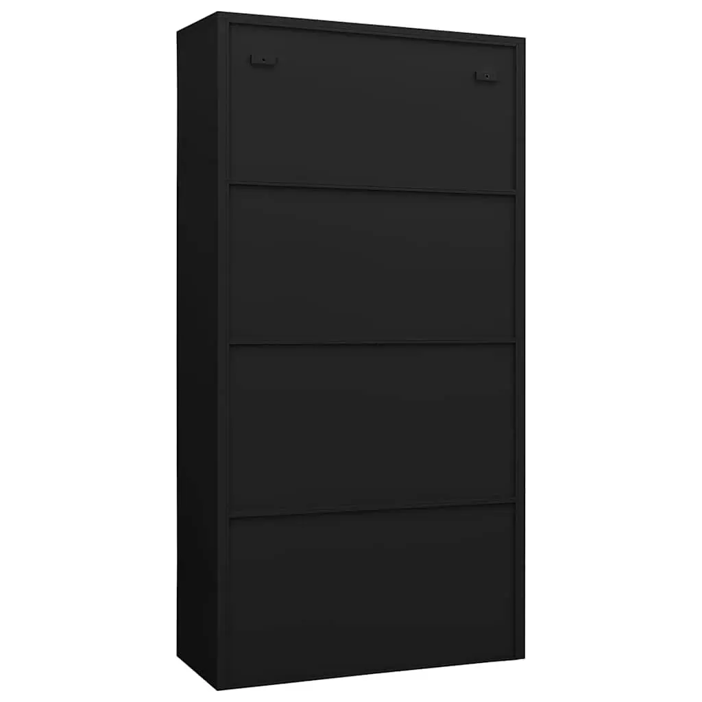 Steel Locker Cabinet Black Industrial Style 90W x 40D x 180H cm Sturdy Construction 4 Shelves