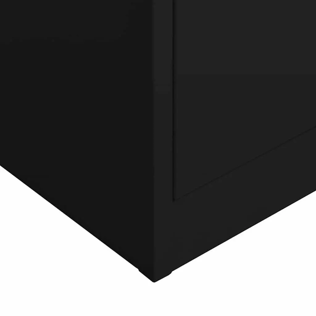 Steel Locker Cabinet Black Industrial Style 90W x 40D x 180H cm Sturdy Construction 4 Shelves