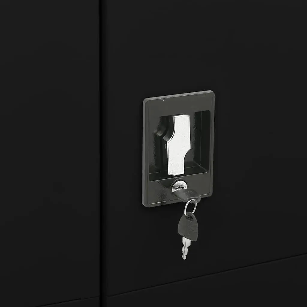 Steel Locker Cabinet Black Industrial Style 90W x 40D x 180H cm Sturdy Construction 4 Shelves