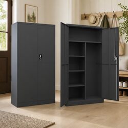 Anthracite Steel Locker Cabinet with 4 Shelves 90x40x180cm