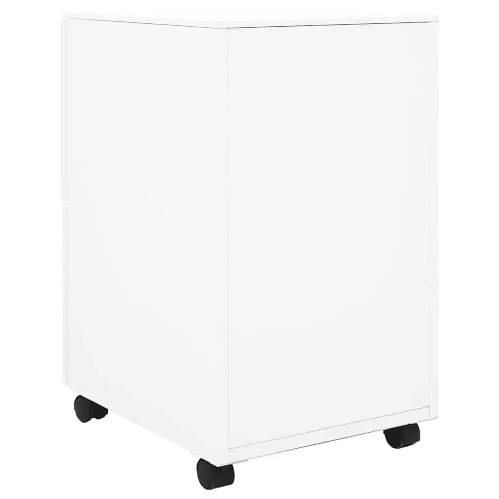 Mobile File Cabinet White Steel Office Storage with 2 Drawers and Locks