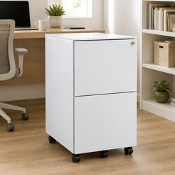 Grey Steel Mobile File Cabinet with 2 Drawers