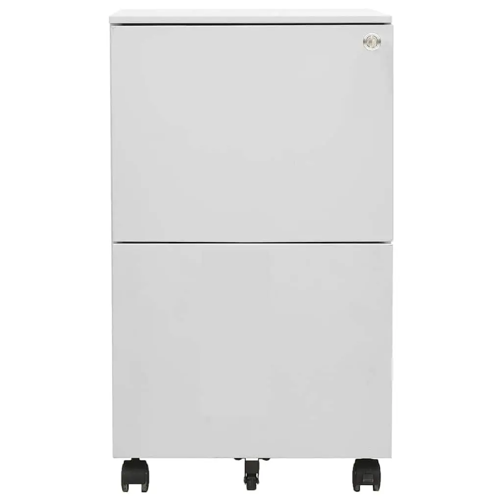Steel Mobile Filing Cabinet Grey Two Drawer Compact Office Organizer