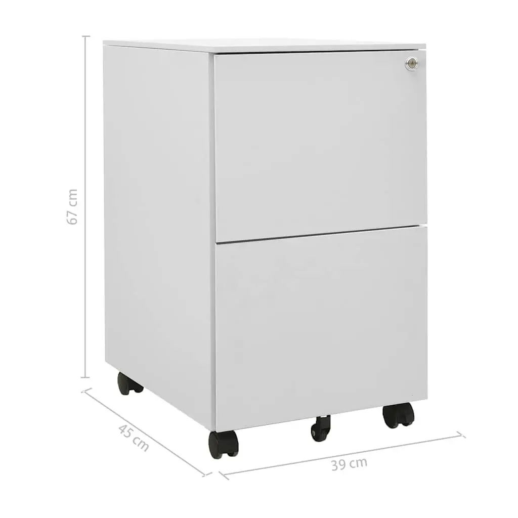 Steel Mobile Filing Cabinet Grey Two Drawer Compact Office Organizer