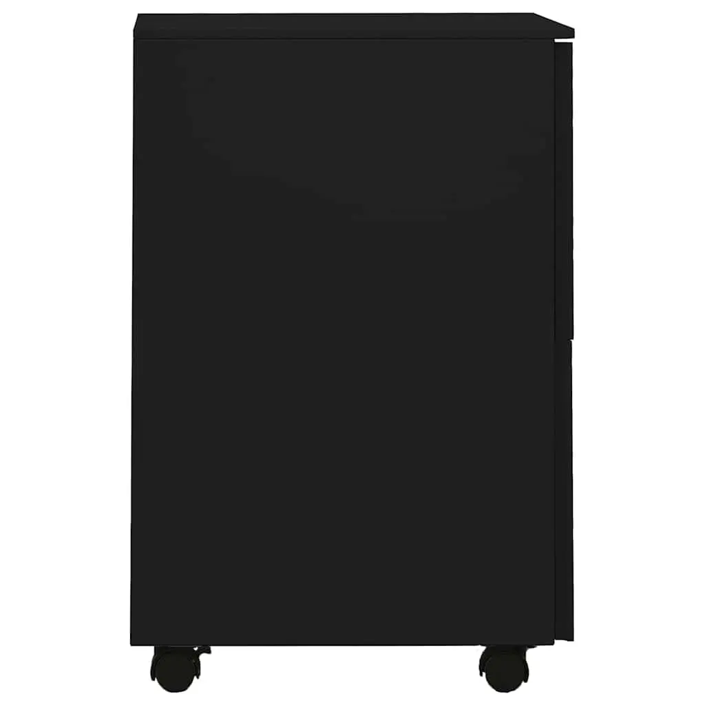 Mobile File Cabinet with 2 Drawers in Black Steel