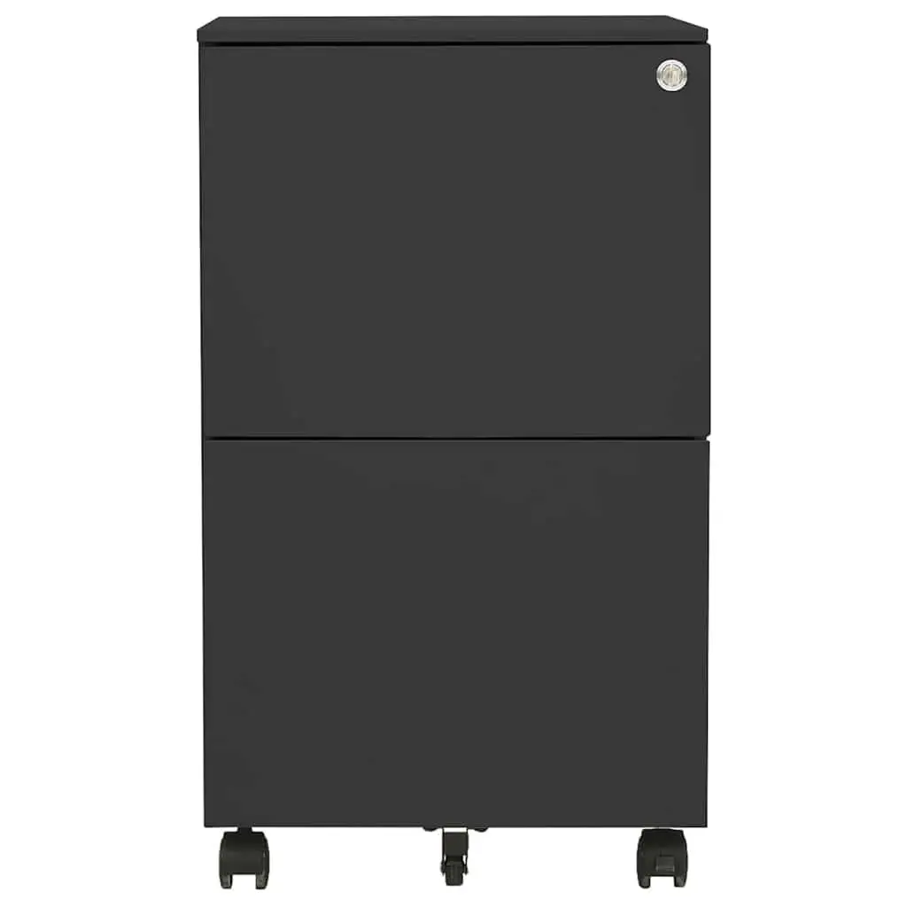 Anthracite Steel Mobile Filing Cabinet with 2 Drawers