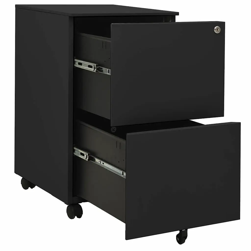 Anthracite Steel Mobile Filing Cabinet with 2 Drawers