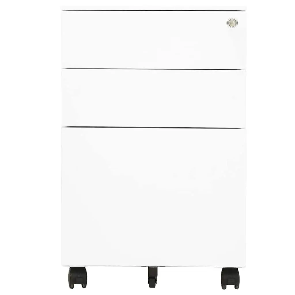 3 Drawer White Mobile File Cabinet for Organized Offices