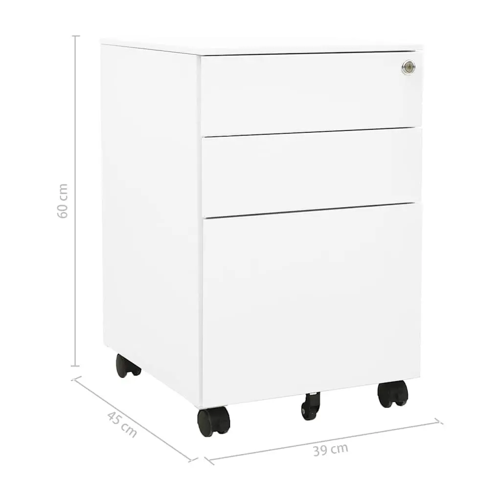 3 Drawer White Mobile File Cabinet for Organized Offices
