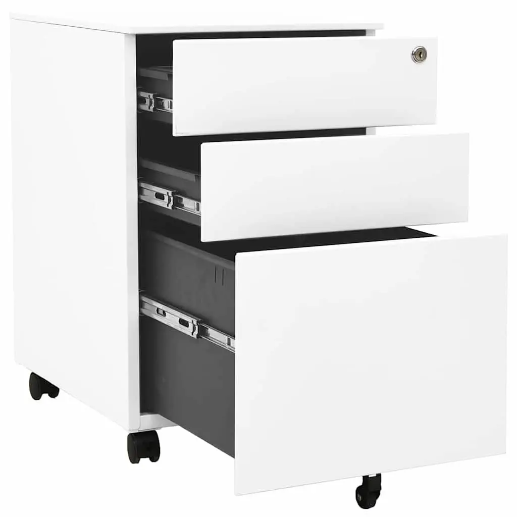 3 Drawer White Mobile File Cabinet for Organized Offices