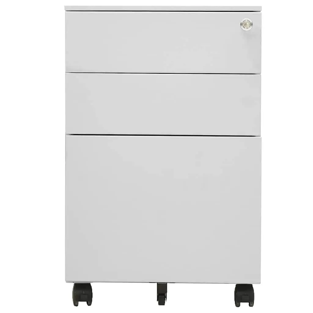 Mobile Filing Cabinet Grey 39x45x60cm Steel 3 Drawer Office Storage