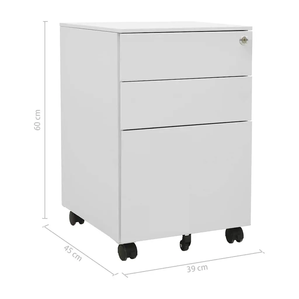 Mobile Filing Cabinet Grey 39x45x60cm Steel 3 Drawer Office Storage