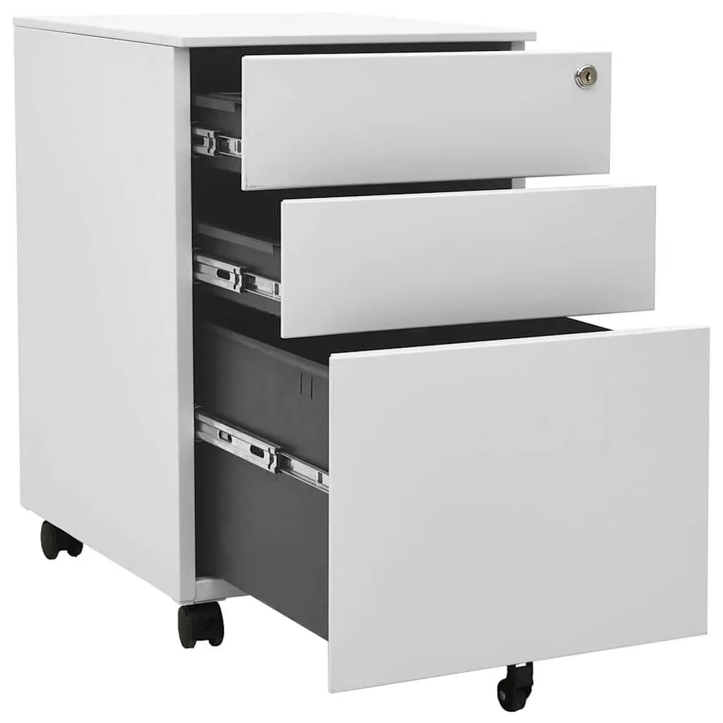 Mobile Filing Cabinet Grey 39x45x60cm Steel 3 Drawer Office Storage