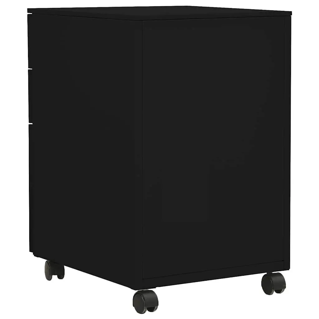 Mobile File Cabinet Black 3 Drawer Steel Office Filing Storage Lockable