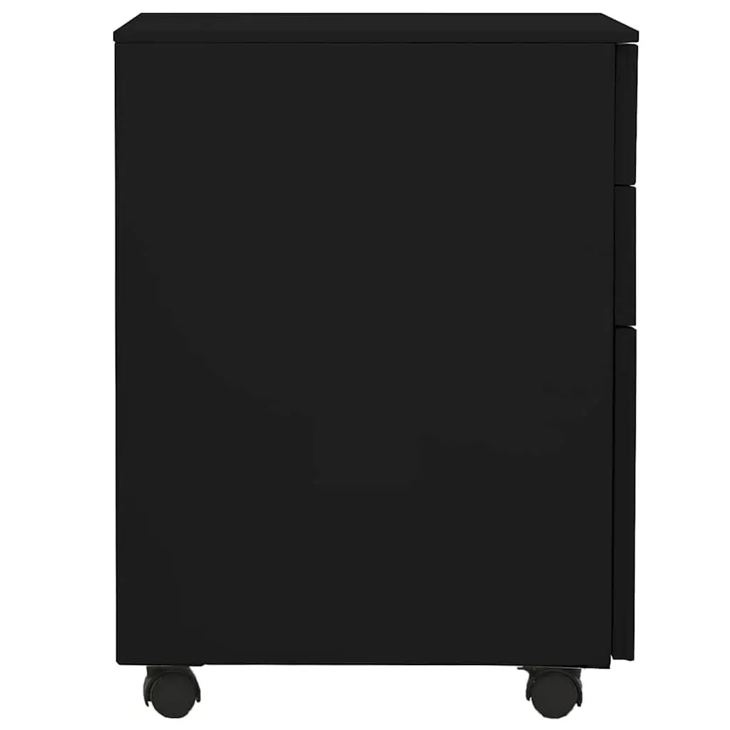 Mobile File Cabinet Black 3 Drawer Steel Office Filing Storage Lockable