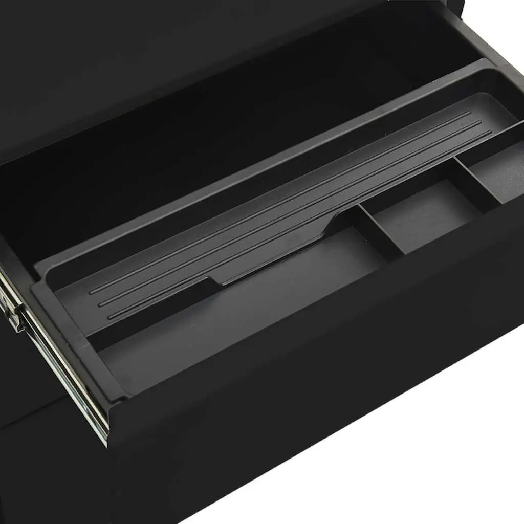 Mobile File Cabinet Black 3 Drawer Steel Office Filing Storage Lockable