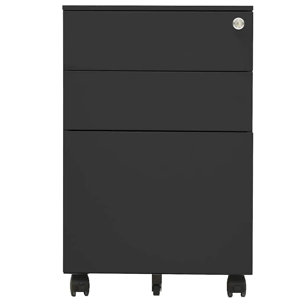 Mobile Filing Cabinet Steel 3 Drawer Anthracite Office Storage