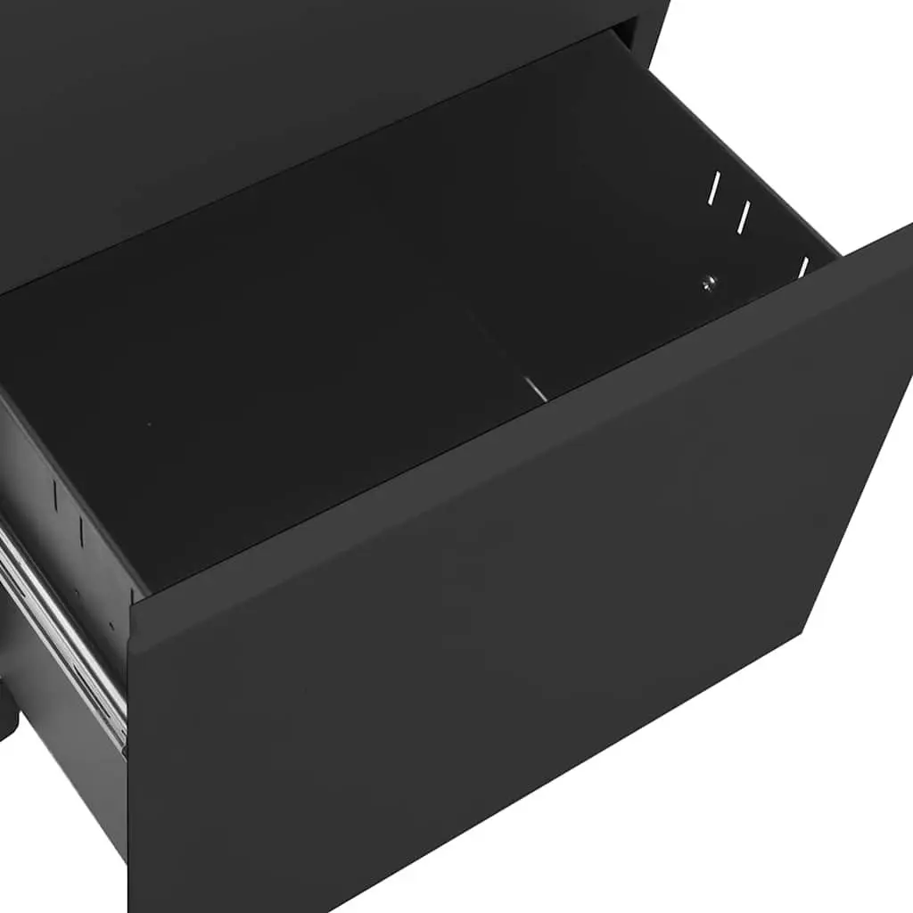 Mobile Filing Cabinet Steel 3 Drawer Anthracite Office Storage