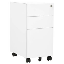 Mobile File Cabinet White Steel Office Storage 3 Drawer Filing Cabinet with Lock
