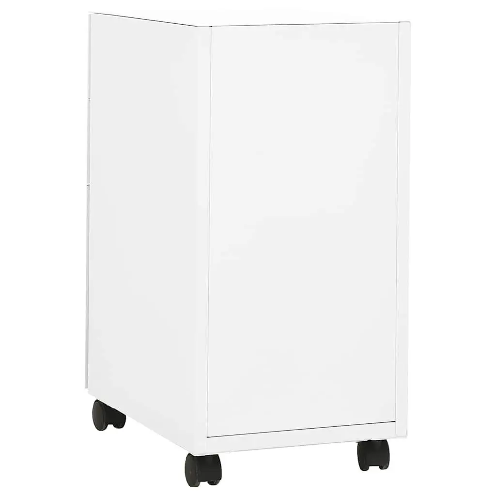 Mobile File Cabinet White Steel 3 Drawer Office Storage with Lock