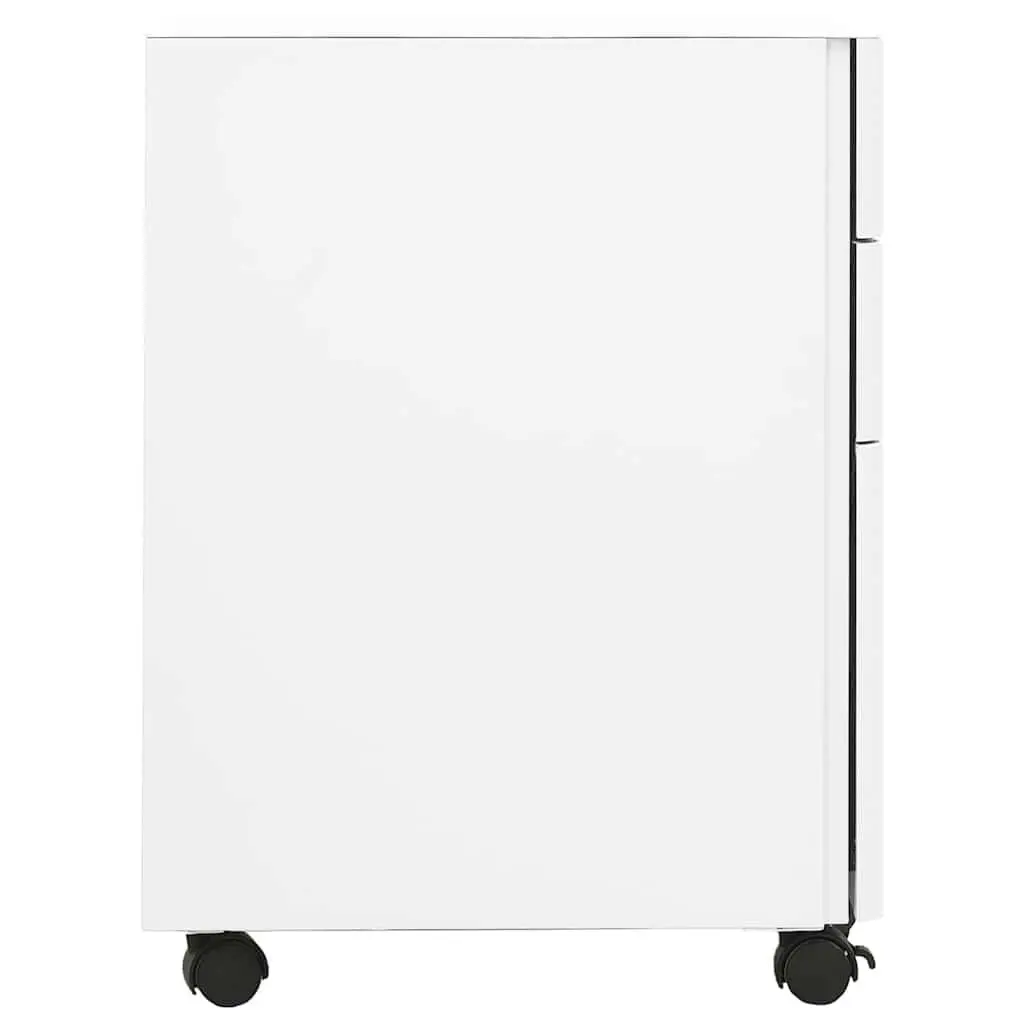 Mobile File Cabinet White Steel 3 Drawer Office Storage with Lock