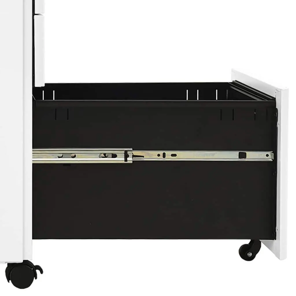 Mobile File Cabinet White Steel 3 Drawer Office Storage with Lock