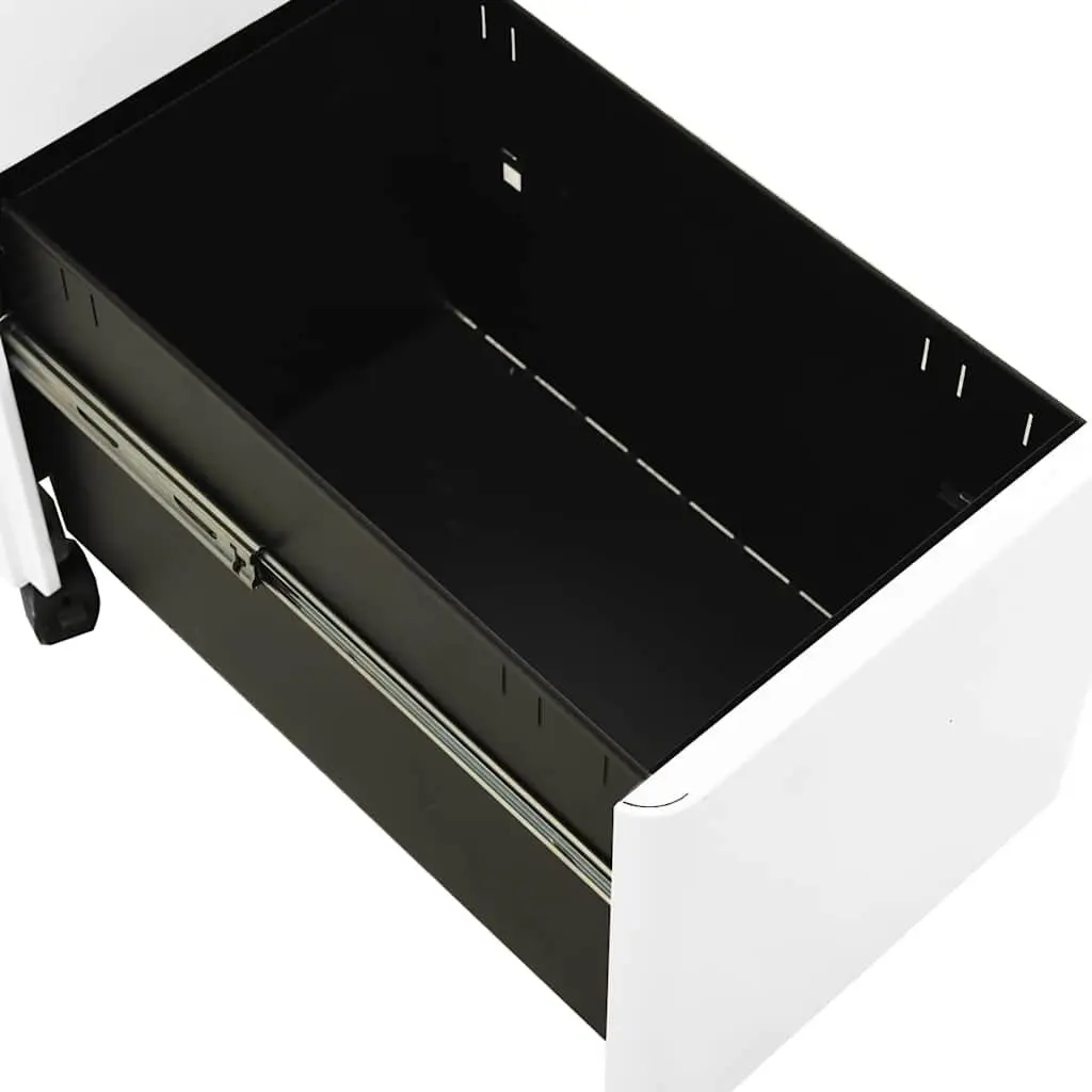 Mobile File Cabinet White Steel 3 Drawer Office Storage with Lock
