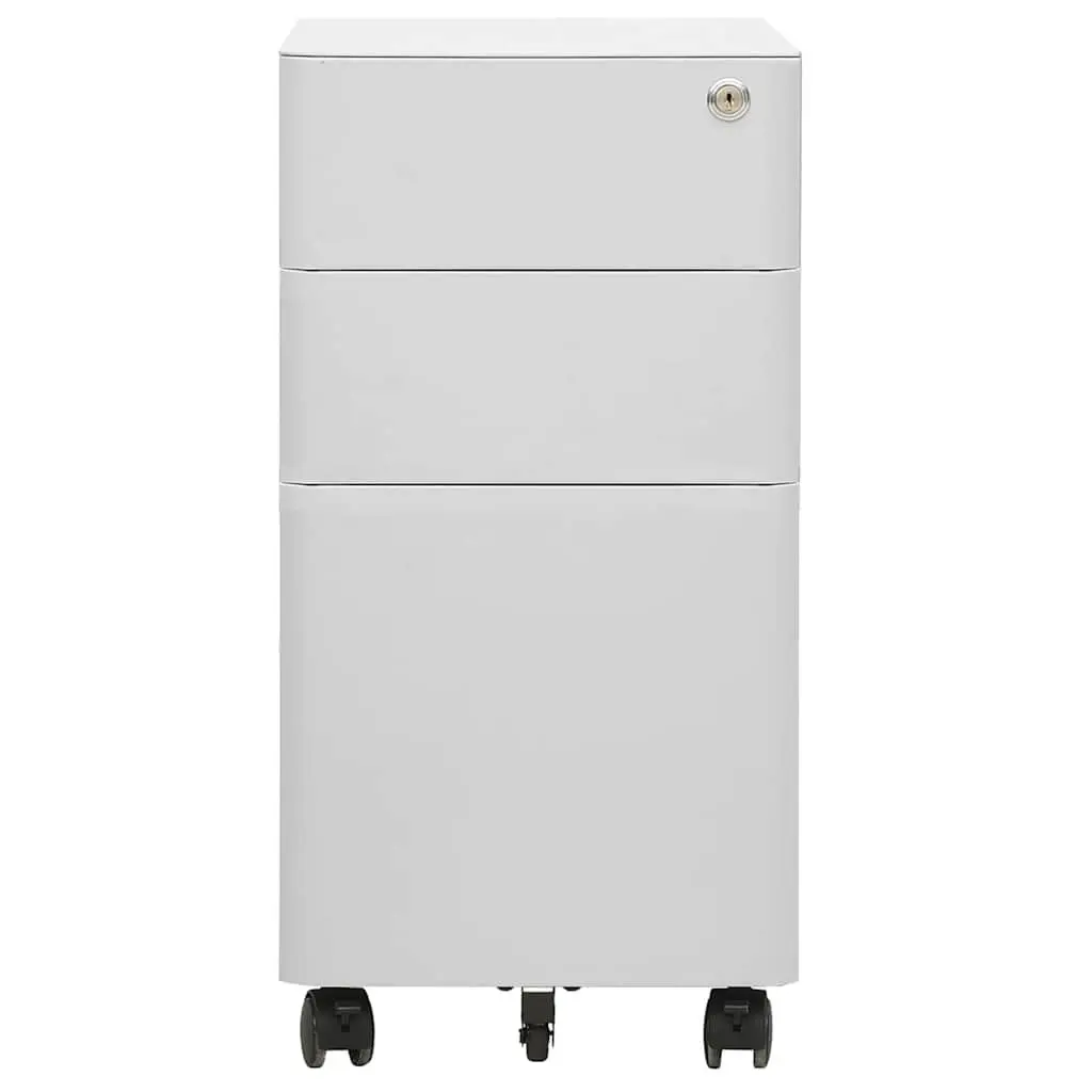 Steel Mobile File Cabinet with 3 Drawers in Grey