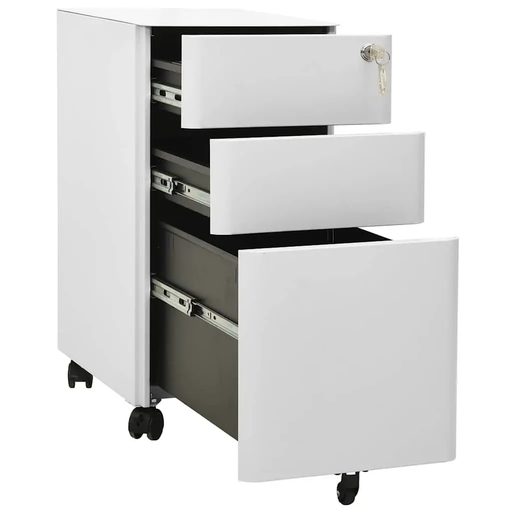 Steel Mobile File Cabinet with 3 Drawers in Grey