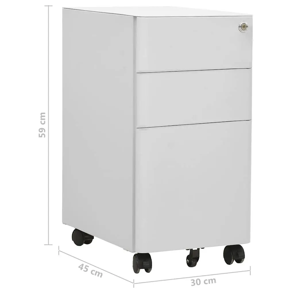 Steel Mobile File Cabinet with 3 Drawers in Grey