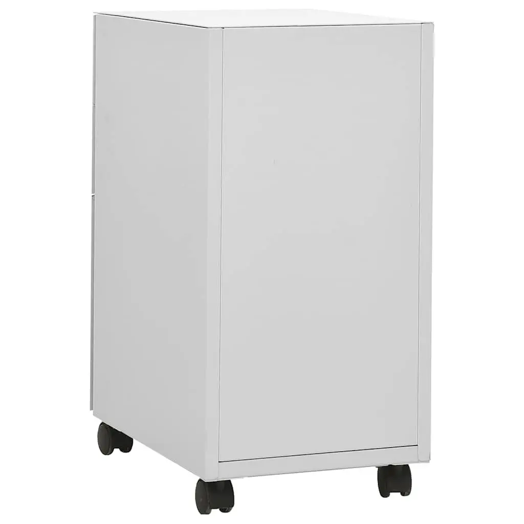 Steel Mobile File Cabinet with 3 Drawers in Grey