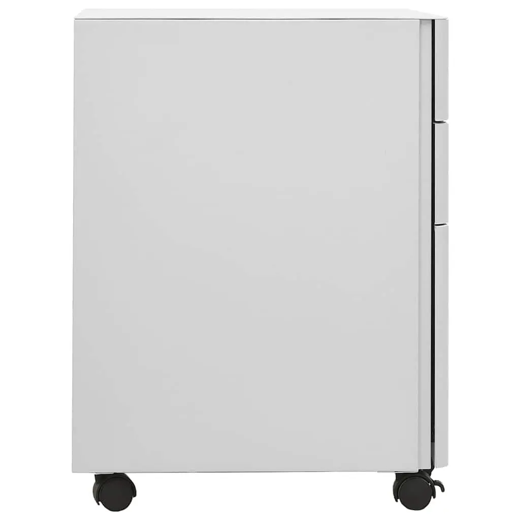 Steel Mobile File Cabinet with 3 Drawers in Grey