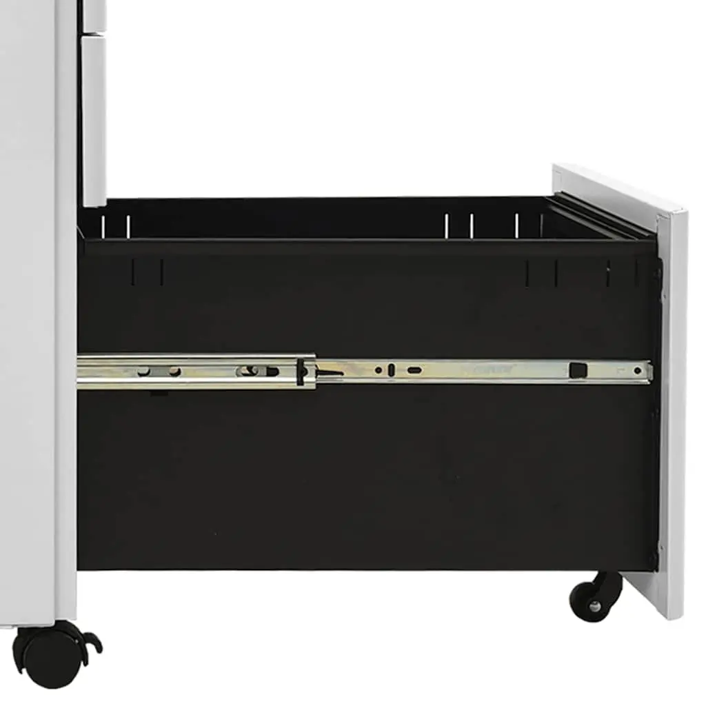 Steel Mobile File Cabinet with 3 Drawers in Grey