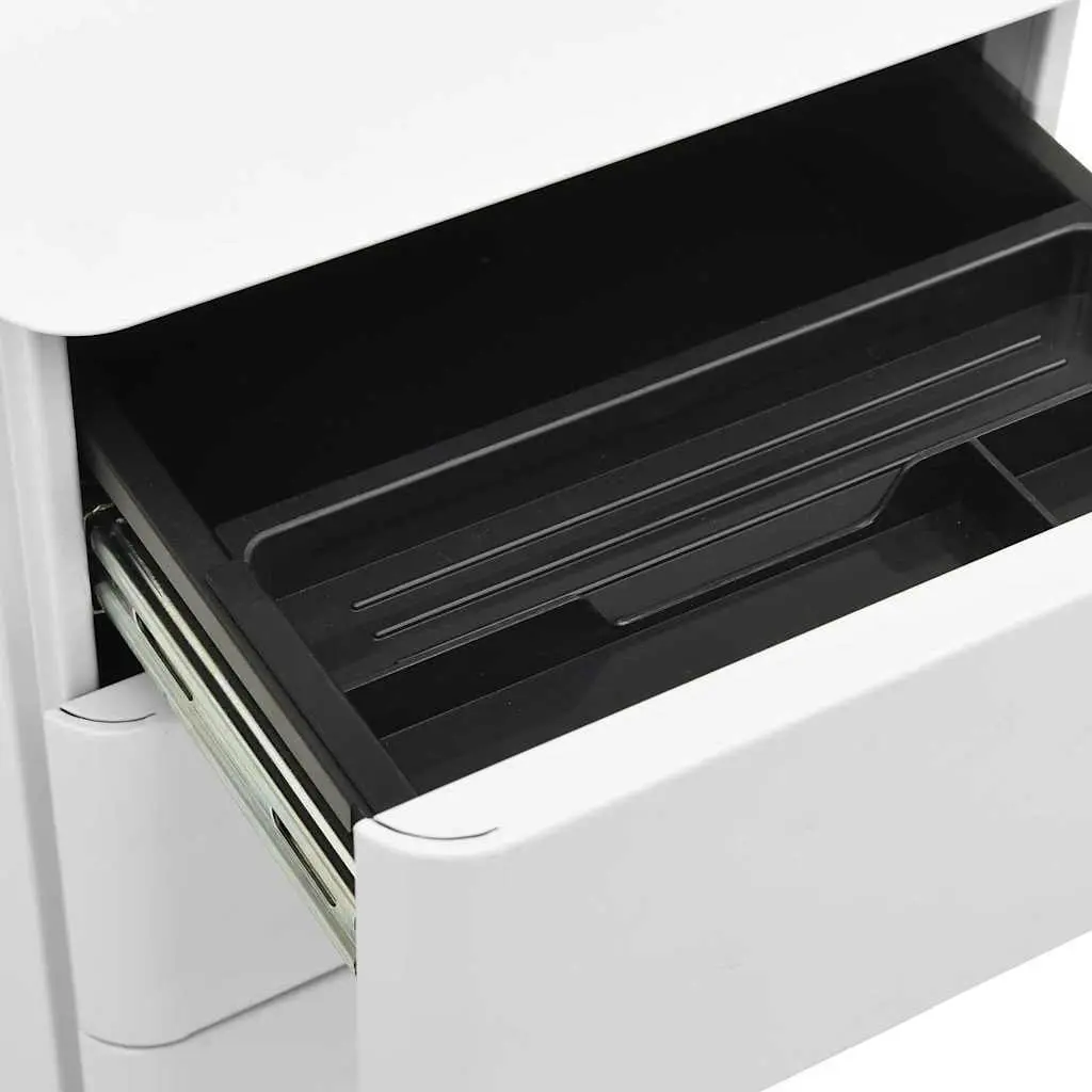 Steel Mobile File Cabinet with 3 Drawers in Grey