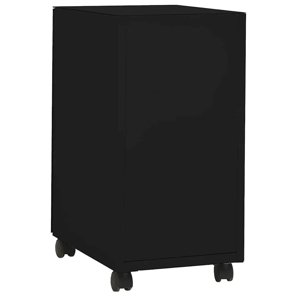 3 Drawer Mobile File Cabinet Black Steel Office Storage with Lock and Wheels