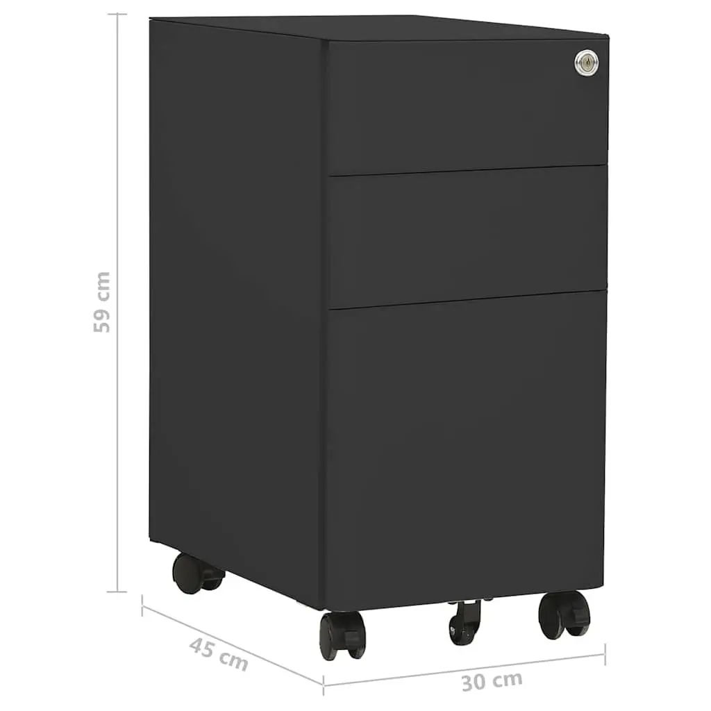 Anthracite Mobile File Cabinet with 3 Drawers