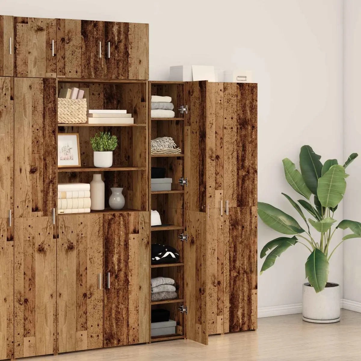 Brown Engineered Wood Highboard for Storage and Style