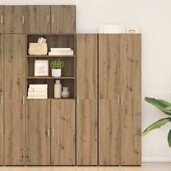 Warm Brown Engineered Wood Highboard Storage Cabinet