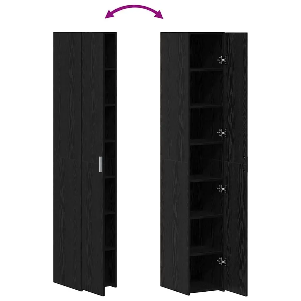 Black Oak Highboard Storage Cabinet for Living Spaces